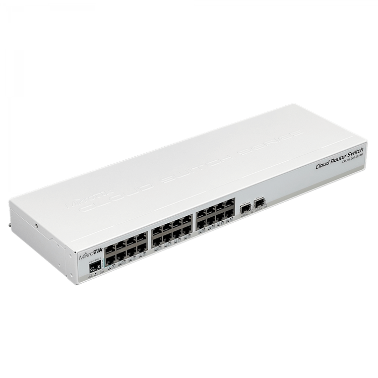 Switch MikroTik CRS326-24G-2S+RM vista frontal 24 puertos rack – Casher Group Chile