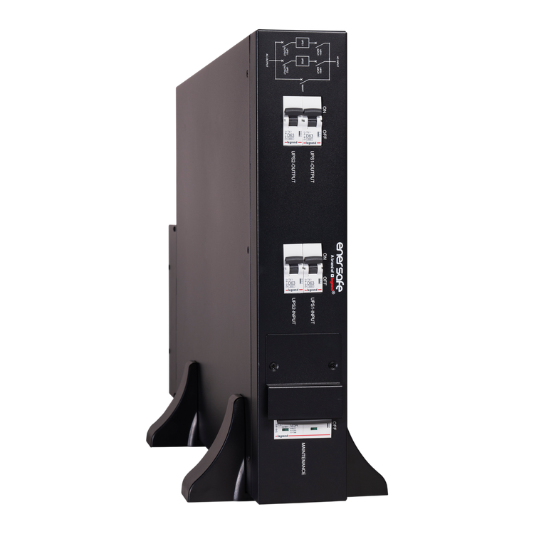 Bypass Paralelismo Rackeable Enersafe BYPAPROPDU610KVA vista frontal rack 2U – Casher Group Chile