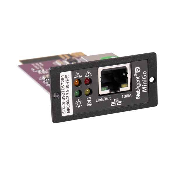 Tarjeta SNMP UPS Enersafe DS801 Gestión Remota Web SNMP v1/v2c/v3 Sin USB Monofásica – Vista frontal Casher Group Chile