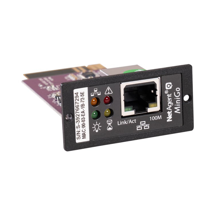 Tarjeta SNMP UPS Enersafe DS801 Gestión Remota Web SNMP v1/v2c/v3 Sin USB Monofásica – Vista frontal Casher Group Chile