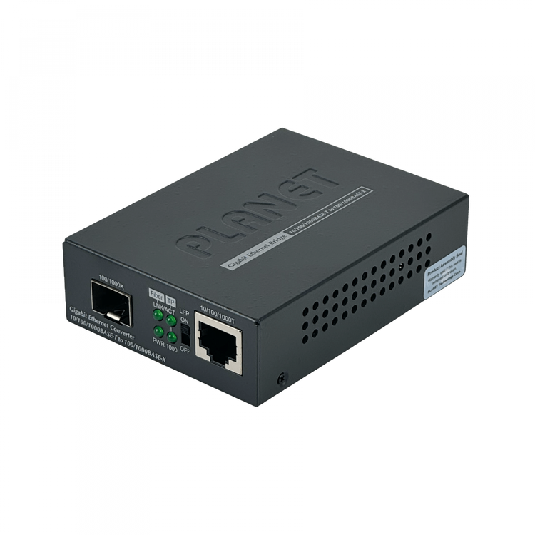 Convertidor de Medios PLANET GST-805A Gigabit RJ45 a SFP 1000BASE-X Smart Media Converter – Vista frontal Casher Group Chile