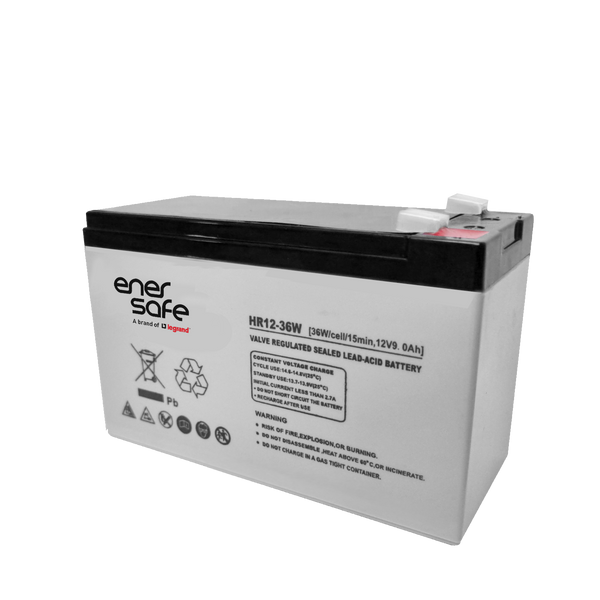 Batería Enersafe HR 12V 7Ah VRLA AGM Alta Tasa Libre Mantenimiento 151x65x94mm 8 Años UPS – Vista frontal Casher Group Chile