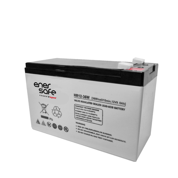 Batería Enersafe HR 12V 7Ah VRLA AGM Alta Tasa Libre Mantenimiento 151x65x94mm 8 Años UPS – Vista frontal Casher Group Chile