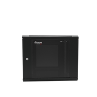 Gabinete Mural 12U Enersafe Acero SPCC 1,2mm Vidrio Templado 5mm 100kg 600x600x600mm 2 Ventiladores – Vista frontal Casher Group Chile 1