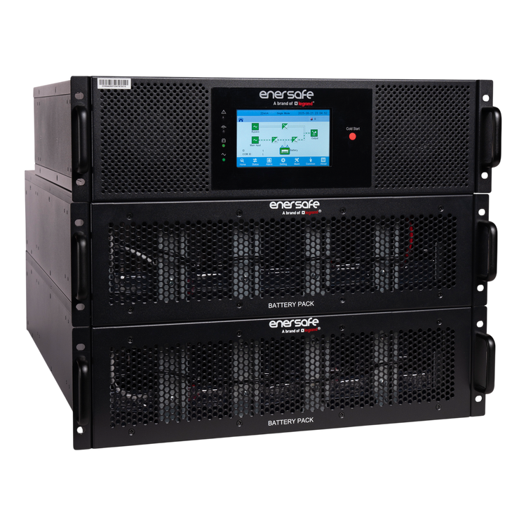 UPS ENERSAFE ESOL TRI RT 20KVA 20KW Rackeable Online Trifásica Rack Torre 3U – Vista frontal Casher Group Chile