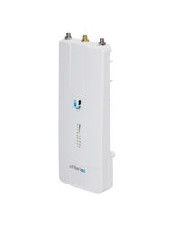 Radio Ubiquiti airFiber 5XHD vista frontal en ángulo con LEDs – Casher Group Chile 1