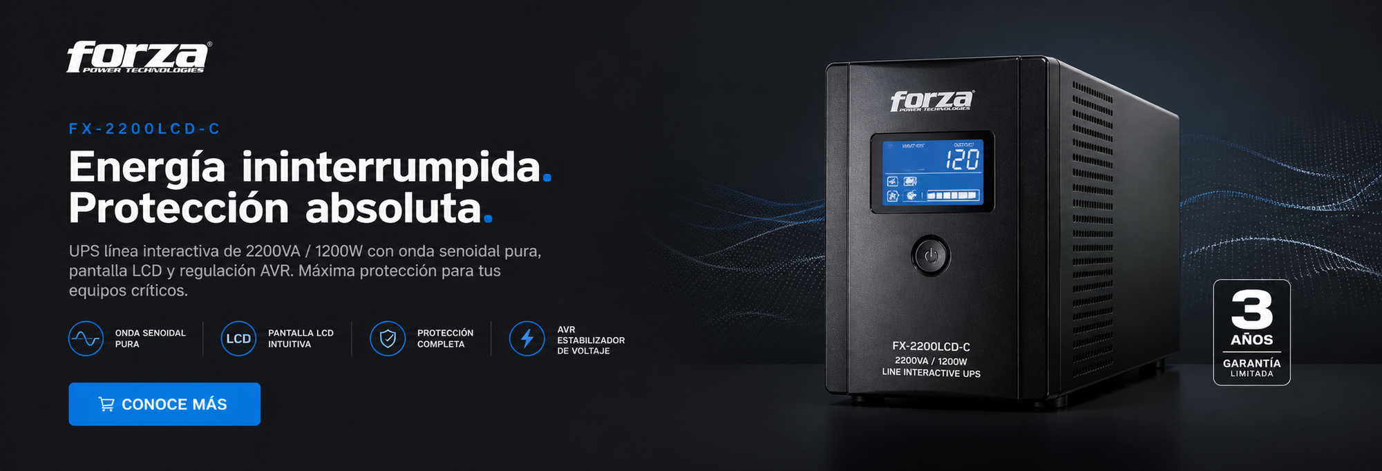 UPS Forza FX-2200LCD-C 2200VA con Pantalla LCD Rack Empresarial