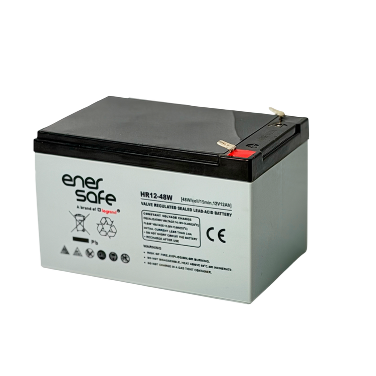 Batería Enersafe HR 12V 12Ah VRLA AGM Libre Mantenimiento 151x98x101mm – Vista frontal Casher Group Chile