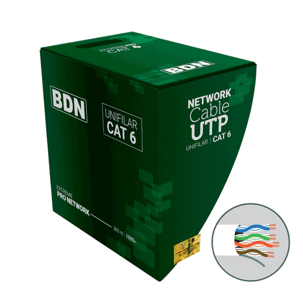 Cable U/UTP Cat6 BDN 305m blanco cobre 24AWG certificado UL para cableado estructurado – Casher Group Chile