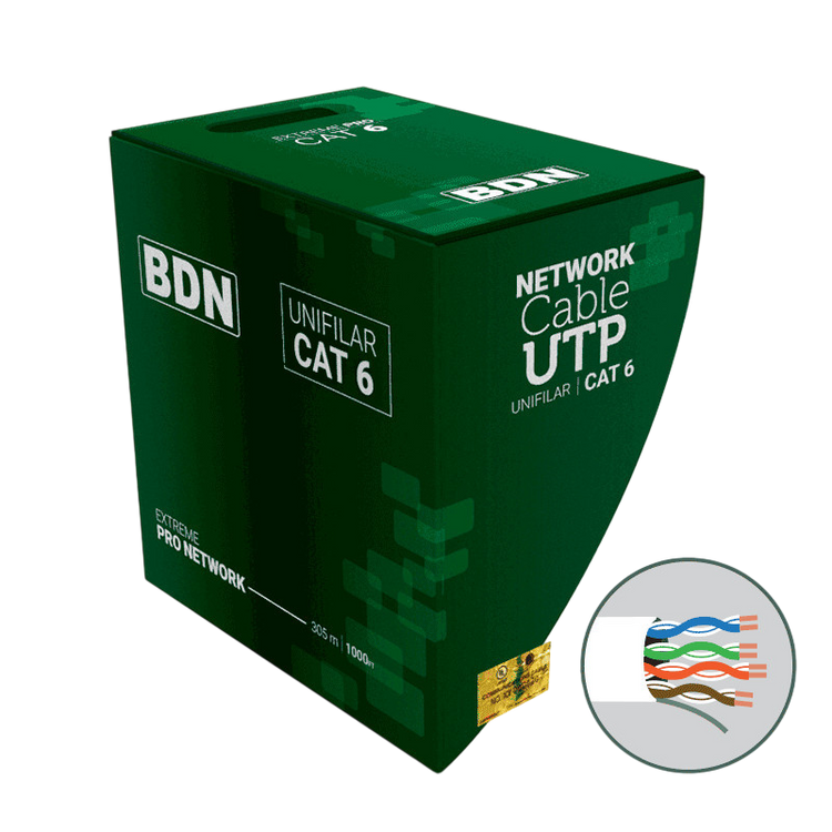 Cable U/UTP Cat6 BDN 305m blanco cobre 24AWG certificado UL para cableado estructurado – Casher Group Chile