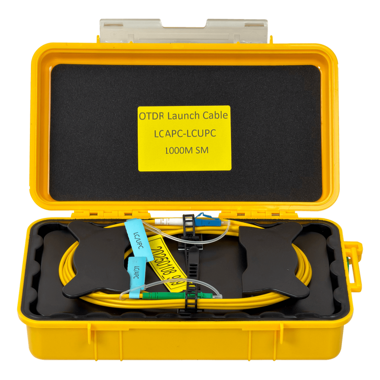 Bobina de Lanzamiento BOB-1BL7 1.000m G657 SM 9/125µm LC/APC-LC/UPC Supresor OTDR – Vista frontal Casher Group Chile