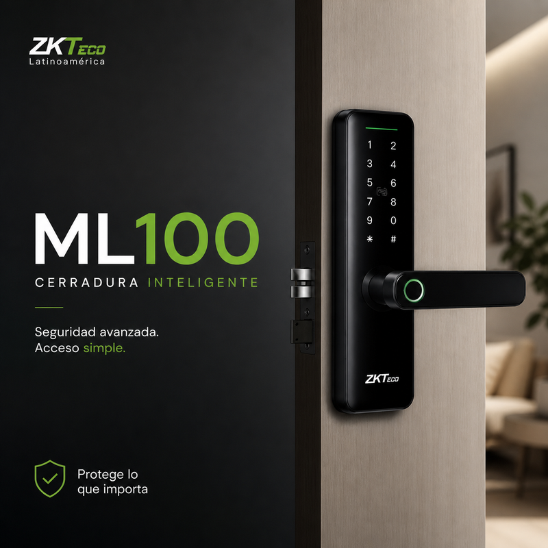 Cerradura Biométrica Inteligente ZKTeco ML100 – Huella Digital y Llave
