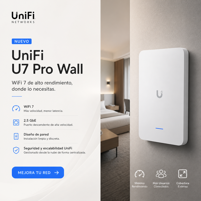 Access Point Ubiquiti UniFi U7 Pro Wall WiFi 7 Tri-Banda – In-Wall