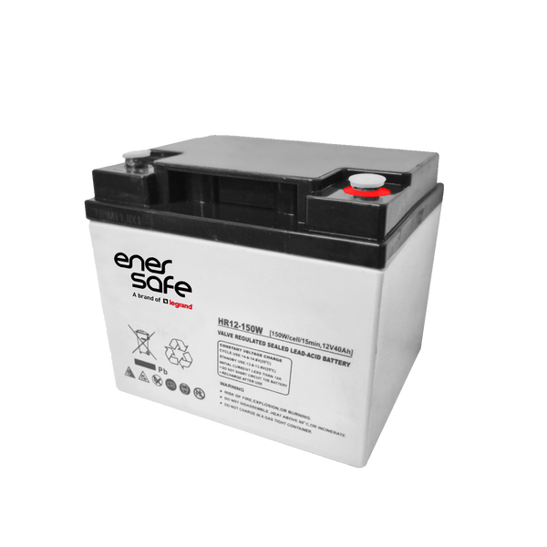 Batería Enersafe HR 12V 40Ah VRLA AGM Libre Mantenimiento 198x166x169mm – Vista frontal Casher Group Chile