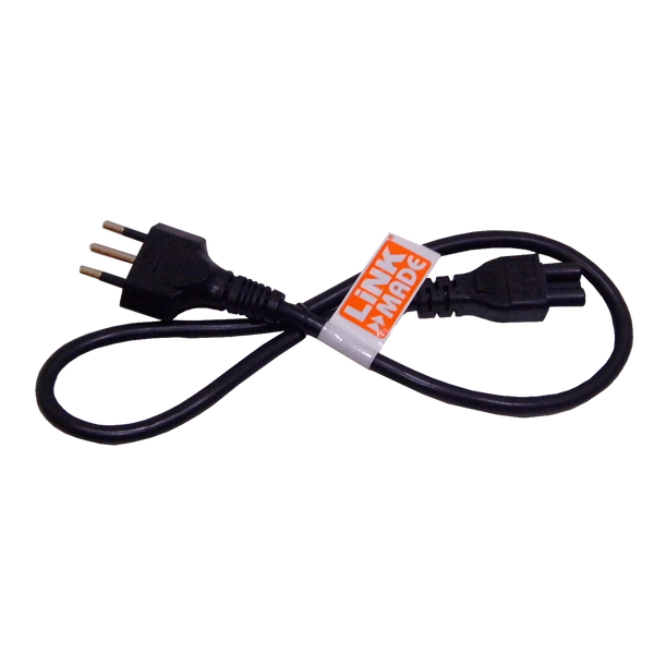 Cable alimentación Linkmade trébol C5 60cm 6A vista frontal – Casher Group Chile