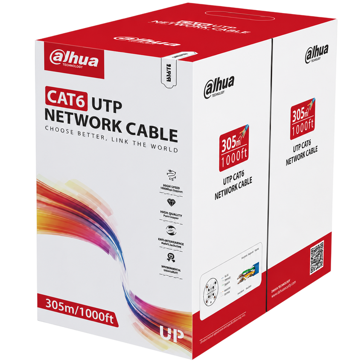 Cable UTP Cat6 Dahua 305m blanco 100% cobre PoE certificado CPR Eca – Casher Group Chile