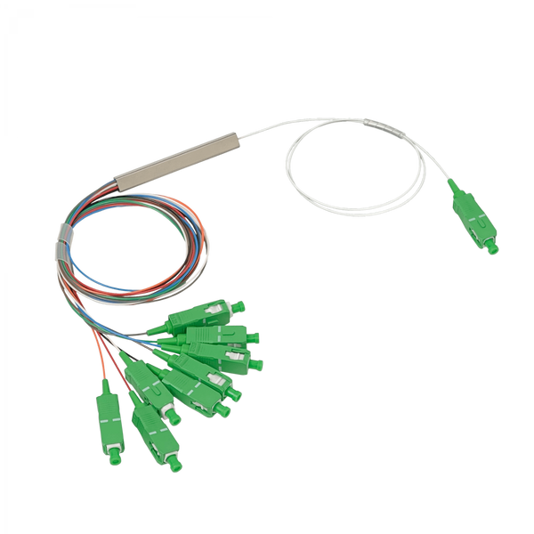 Divisor Óptico PLC 1x8 SC/APC DIVA-08 50cm G657A1 0,9mm XGS-PON GPON EPON 1260-1650nm – Vista general Casher Group Chile