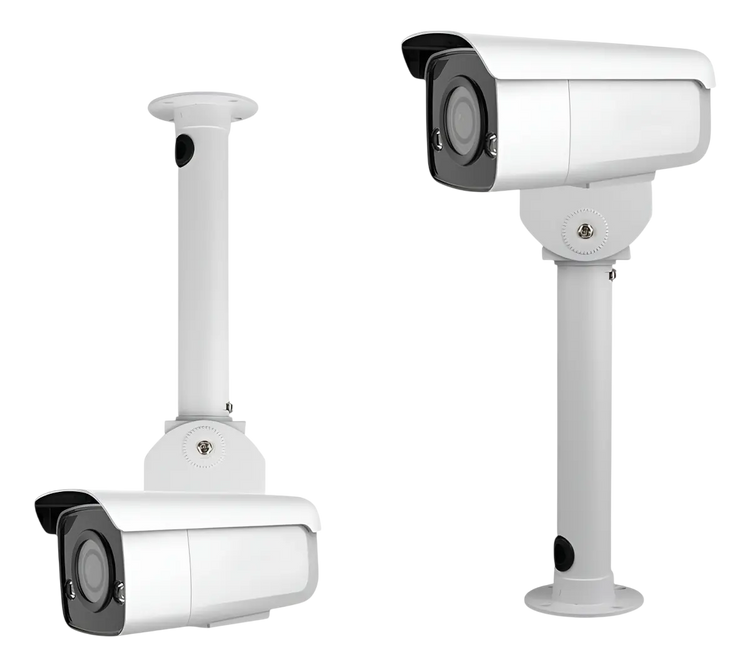 Soporte de metal blanco 30cm para cámara de vigilancia CCTV vista general – Casher Group Chile
