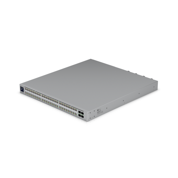 Switch UniFi ECS-48-PoE Ubiquiti 48 puertos PoE+++ vista frontal – Casher Group Chile