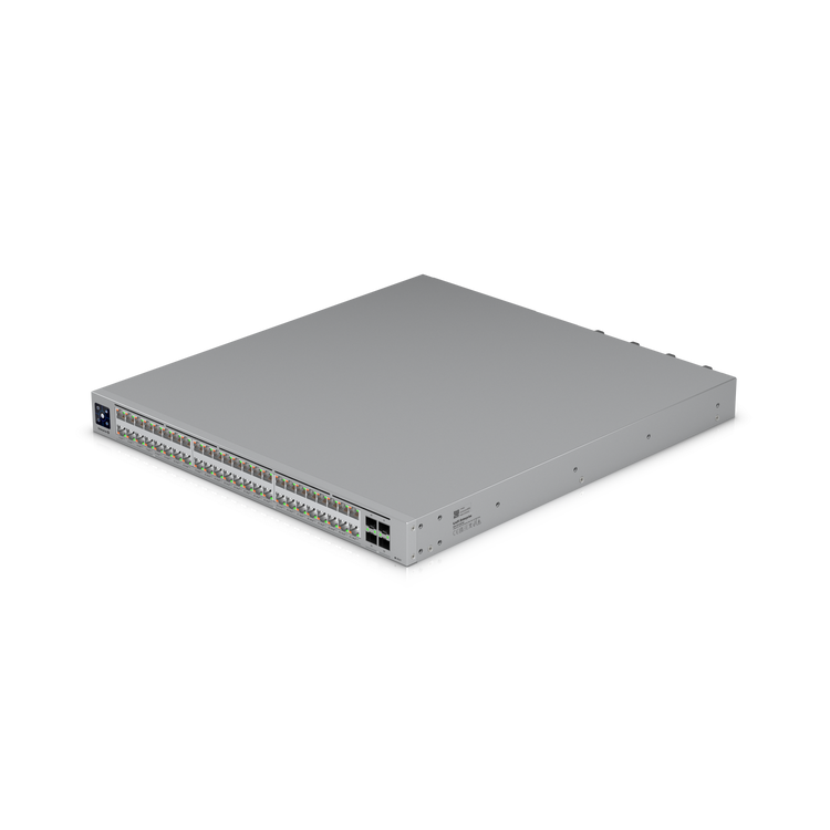 Switch UniFi ECS-48-PoE Ubiquiti 48 puertos PoE+++ vista frontal – Casher Group Chile