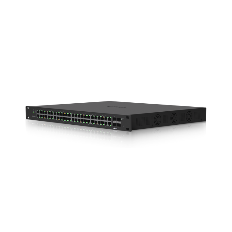Switch Ubiquiti EdgeSwitch 48 PoE ES-48-500W vista frontal – Casher Group Chile
