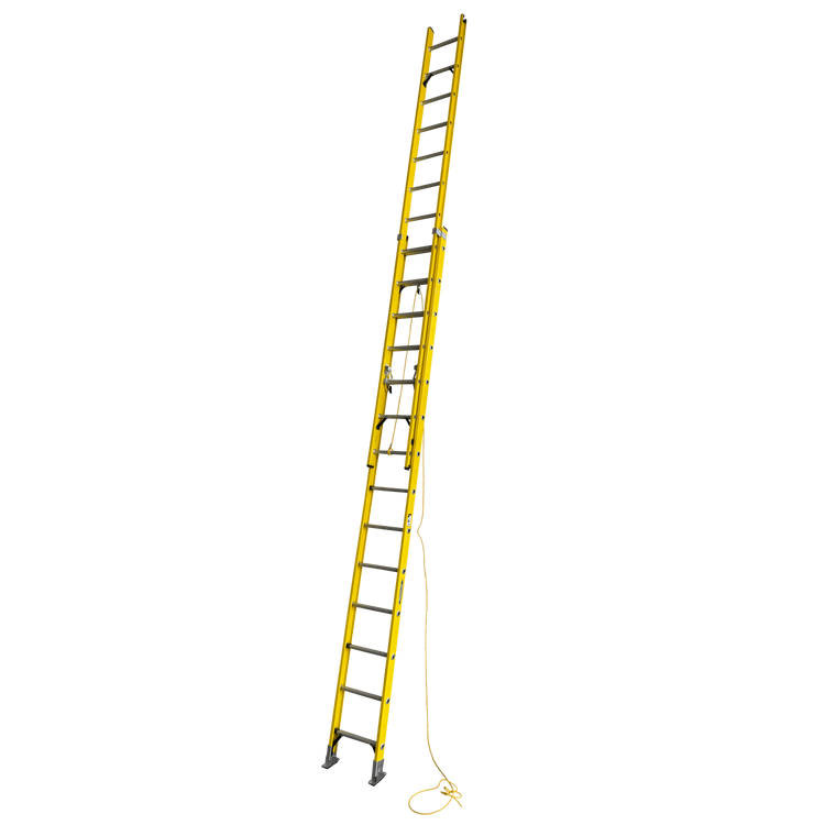 Escalera Telescópica PRODALUM ESFA-428 28 Peldaños Fibra de Vidrio 140kg Alcance 8,76m – Vista completa extendida Casher Group Chile