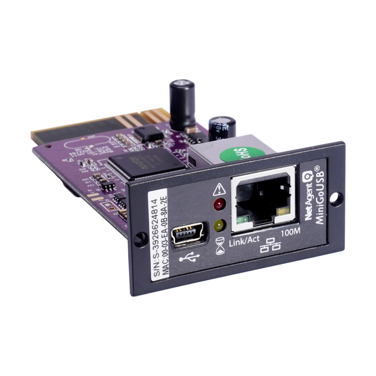 Tarjeta SNMP Web Enersafe DS806 Monitoreo Remoto UPS Ethernet HTTP HTTPS Alarmas Email – Vista frontal Casher Group Chile