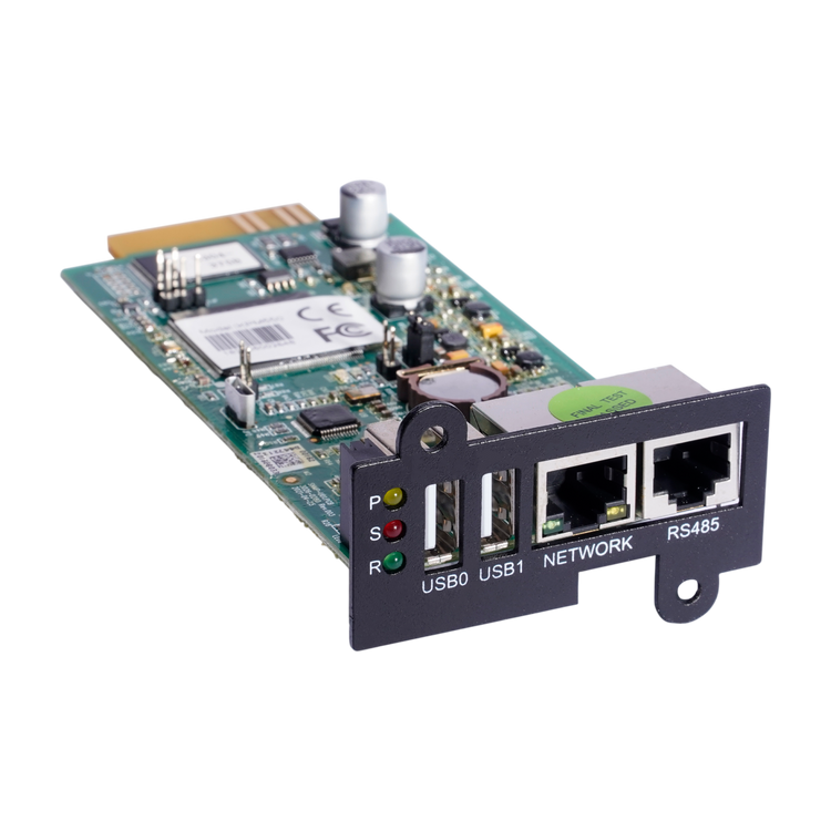 Tarjeta SNMP Enersafe ESOL Web Card Gestión Remota UPS Trifásica vía Red Ethernet – Vista frontal Casher Group Chile