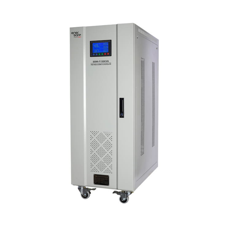 Estabilizador de Voltaje Enersafe 50 kVA Trifásico 40kW 3:3 220/380V ±3% Cobre 195kg – Vista frontal Casher Group Chile