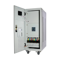 Estabilizador Enersafe EVTRI50KVA – Vista lateral torre 780x550x1280mm medidor digital protecciones Casher Group Chile 2