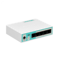 Router MikroTik hEX lite vista en ángulo puertos Ethernet – Casher Group Chile 1