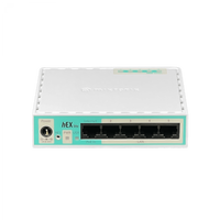 Router MikroTik hEX lite vista frontal Internet PoE in y LAN – Casher Group Chile 2