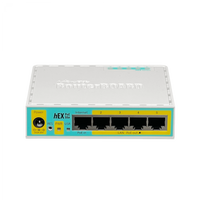 Router MikroTik hEX PoE lite vista frontal Internet y LAN PoE out – Casher Group Chile 2