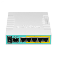 Router MikroTik hEX PoE vista frontal Internet SFP y LAN PoE out – Casher Group Chile 2