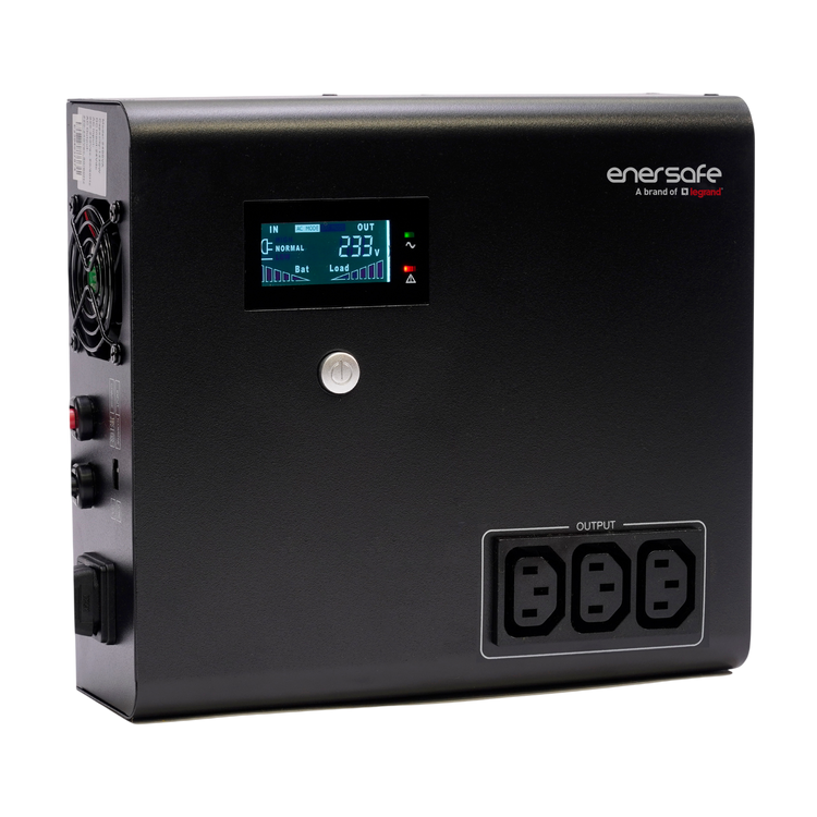 Inversor Cargador Enersafe 2400VA 1440W 24VDC Onda Cuadrada Transferencia 8ms Cargador 15A Torre – Vista frontal Casher Group Chile