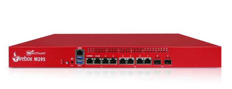 WatchGuard Firebox M295 Firewall UTM 1,8Gbps HTTPS 1,12Gbps 4x2,5G 4x1G 2x10G SFP+ 100 Usuarios – Vista frontal Casher Group Chile