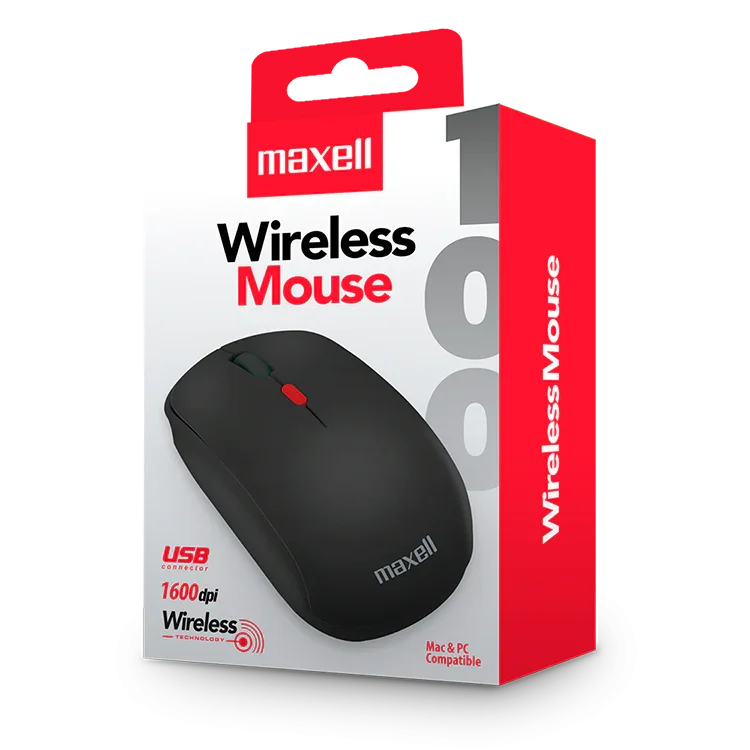 Mouse Inalámbrico Maxell MOWL-100 1600 DPI Negro – Casher Group Chile