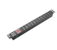 PDU Enersafe 12 Enchufes Italianos – Vista rack 19 pulgadas 1U Casher Group Chile 1