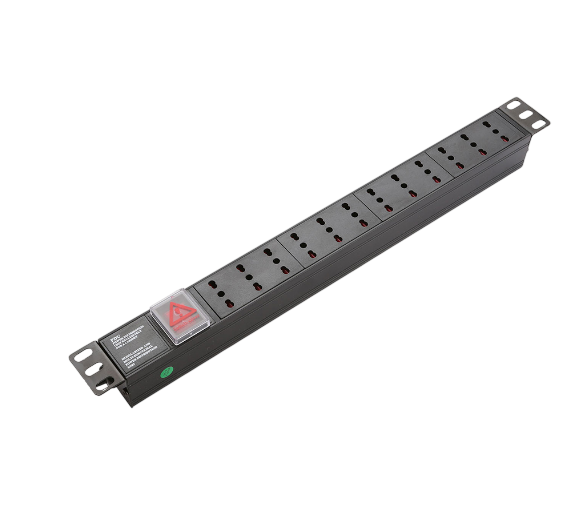PDU Enersafe 12 Enchufes Italianos – Vista rack 19 pulgadas 1U Casher Group Chile