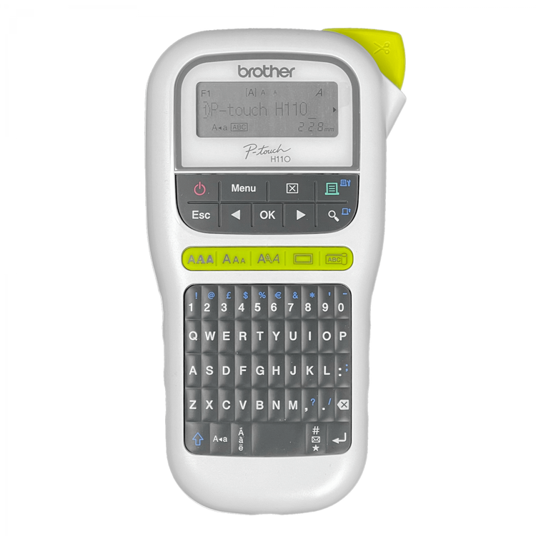 Rotuladora Brother PT-H110 etiquetadora portátil QWERTY vista principal – Casher Group Chile