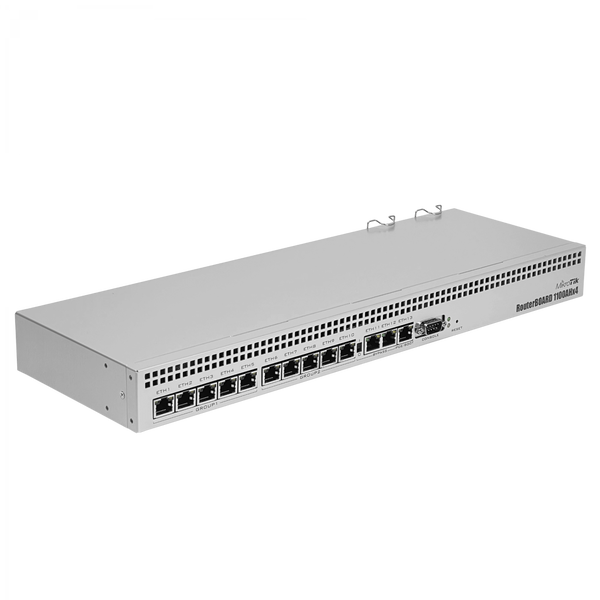 Router MikroTik RB1100AHx4 1U Rackmount 13 puertos Gigabit Ethernet vista frontal – Casher Group Chile
