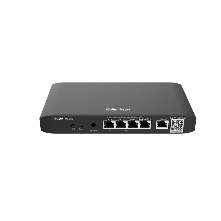 Router Ruijie Reyee RG-EG105G-P-V3 Gigabit PoE vista principal – Casher Group Chile