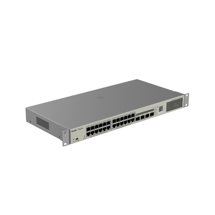Switch Ruijie RG-NBS3100-24GT4SFP-P-V2 L2 Gigabit 24 puertos PoE vista frontal – Casher Group Chile