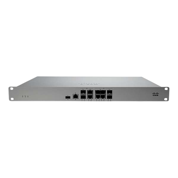 Router Cisco Meraki MX105 en formato rack 1U, vista frontal con puertos WAN y LAN – Casher Group Chile