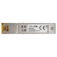 MikroTik S-RJ01 módulo SFP insertado en switch – Casher Group Chile 2