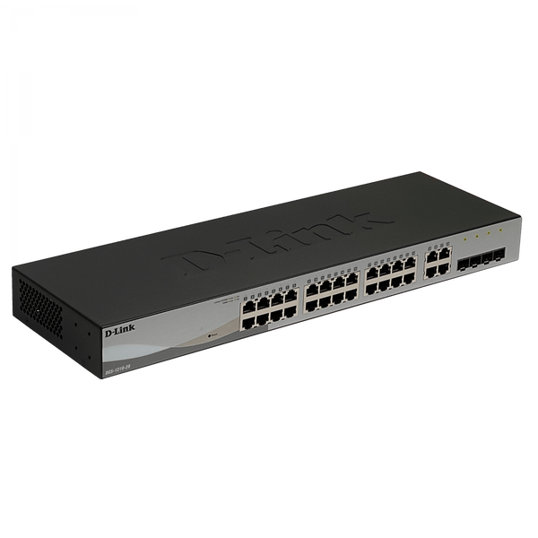 Switch D-Link DGS-1210-28 24 Puertos Gigabit 4 COMBO SFP Smart Managed L2+ Rack 1U – Vista frontal Casher Group Chile