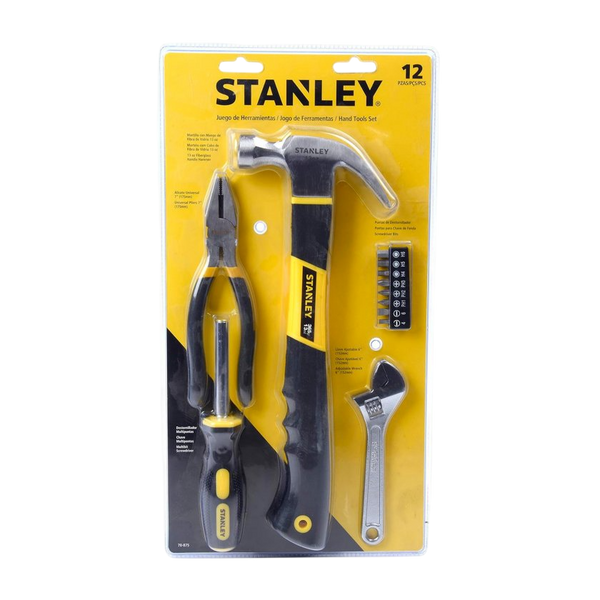 Set Herramientas Manuales Stanley 12 Piezas – Empaque blister con martillo, alicate, llave y destornillador Casher Group Chile