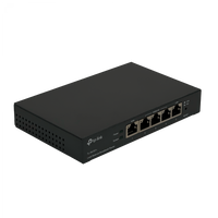 Router TP-Link TL-R470T+ vista en ángulo puertos WAN LAN – Casher Group Chile 1