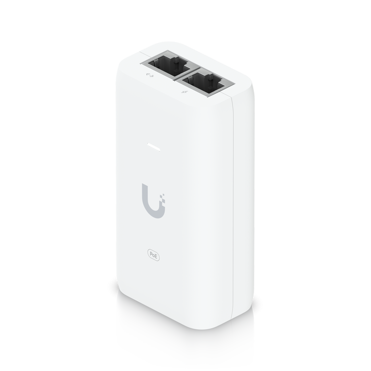 Inyector PoE Ubiquiti U-POE-af 48V 802.3af vista frontal – Casher Group Chile
