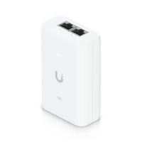 Inyector PoE+ Ubiquiti U-POE+ 48V 30W Gigabit vista frontal – Casher Group Chile 1